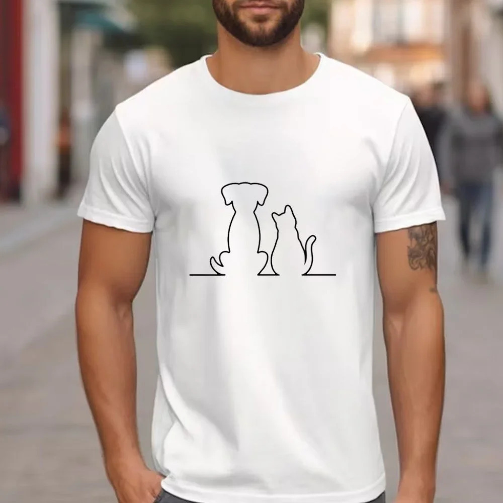Cat And Dog Shirt Cute Pet Lover Shirt Gift Tee For Cat Lover